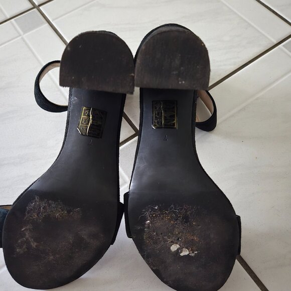 Jeffrey Campbell Lindsay Black Suede Heeled Sandals 7 - Picture 6 of 7
